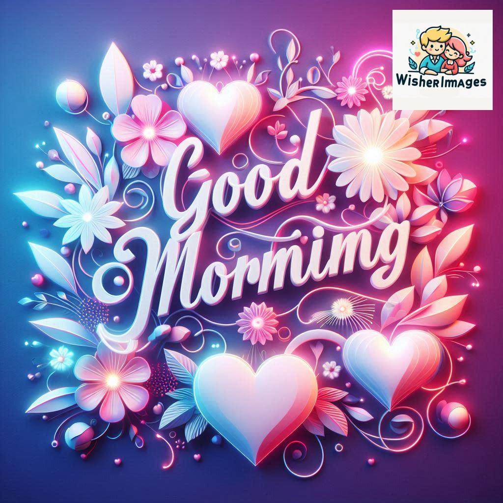 Bright and Cheerful 3D Good Morning Design with Hearts and flowers with colour full light setup with good morning Flowers (126)