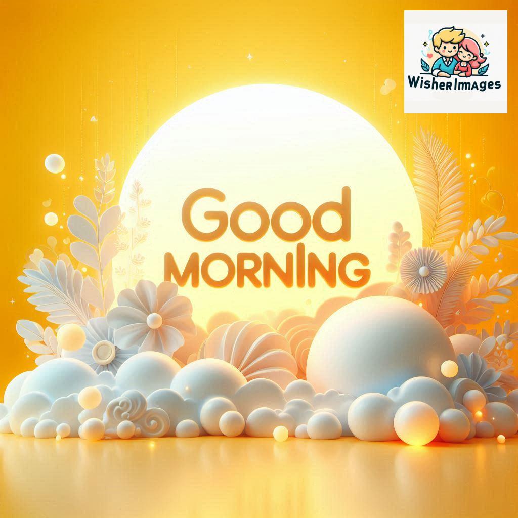 Bright and Cheerful 3D Good Morning Design with Hearts and flowers with colour full light setup with good morning Flowers (164)