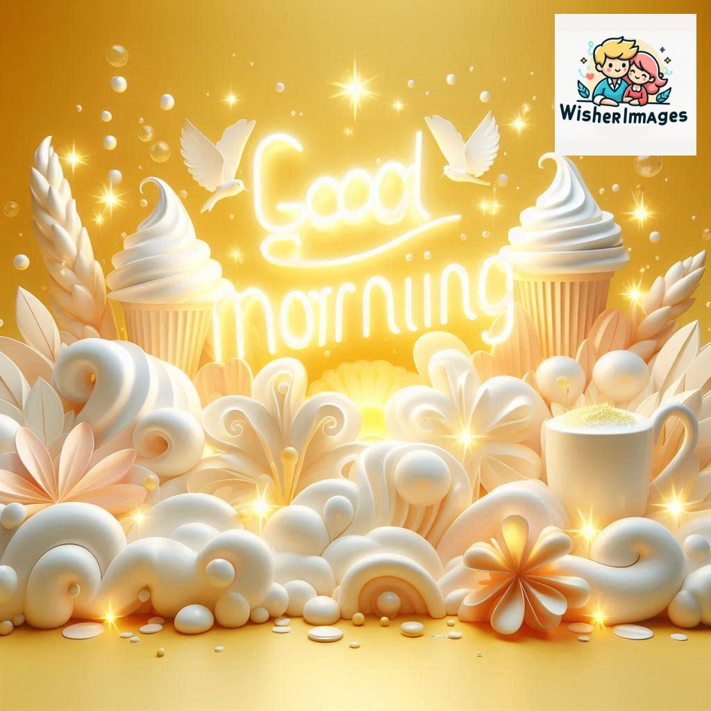 Bright and Cheerful 3D Good Morning Design with Hearts and flowers with colour full light setup with good morning Flowers (176)