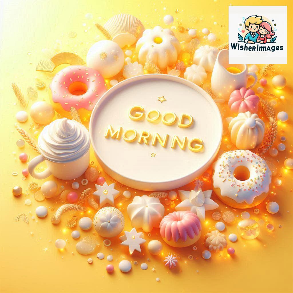 Bright and Cheerful 3D Good Morning Design with Hearts and flowers with colour full light setup with good morning Flowers (181)