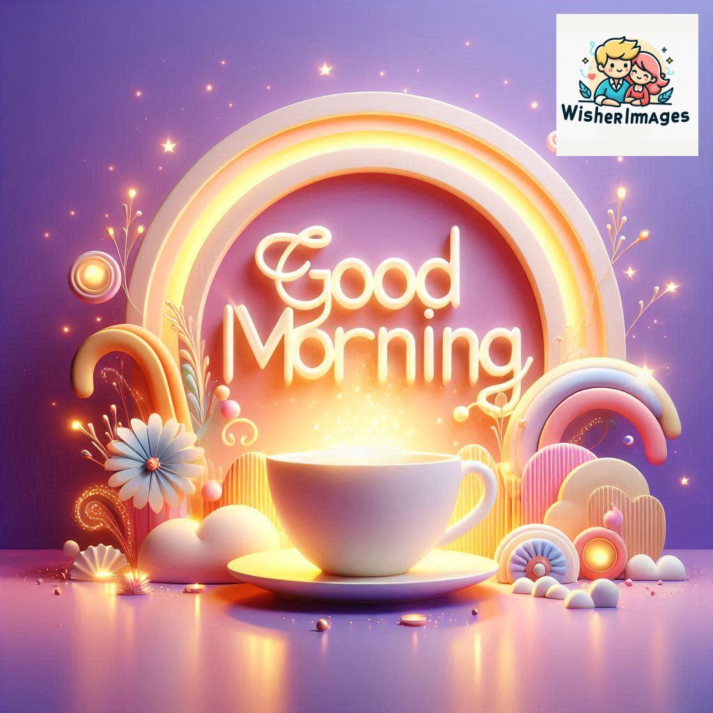 Bright and Cheerful 3D Good Morning Design with Hearts and flowers with colour full light setup with good morning Flowers (27)