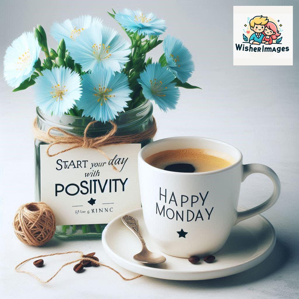 start your day with positivity happy monday blue flowers coffee mug (151)