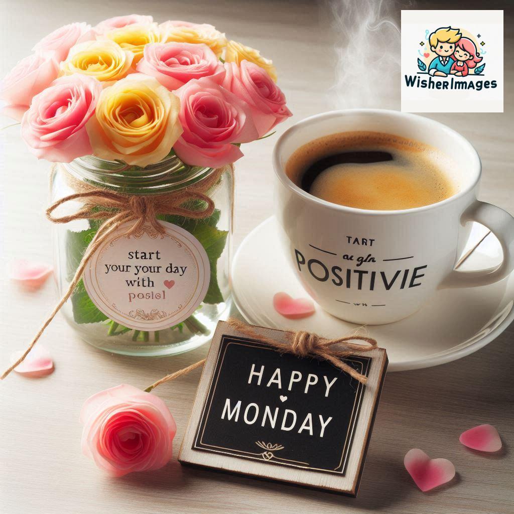 start your day with positivity happy monday blue flowers coffee mug (163)