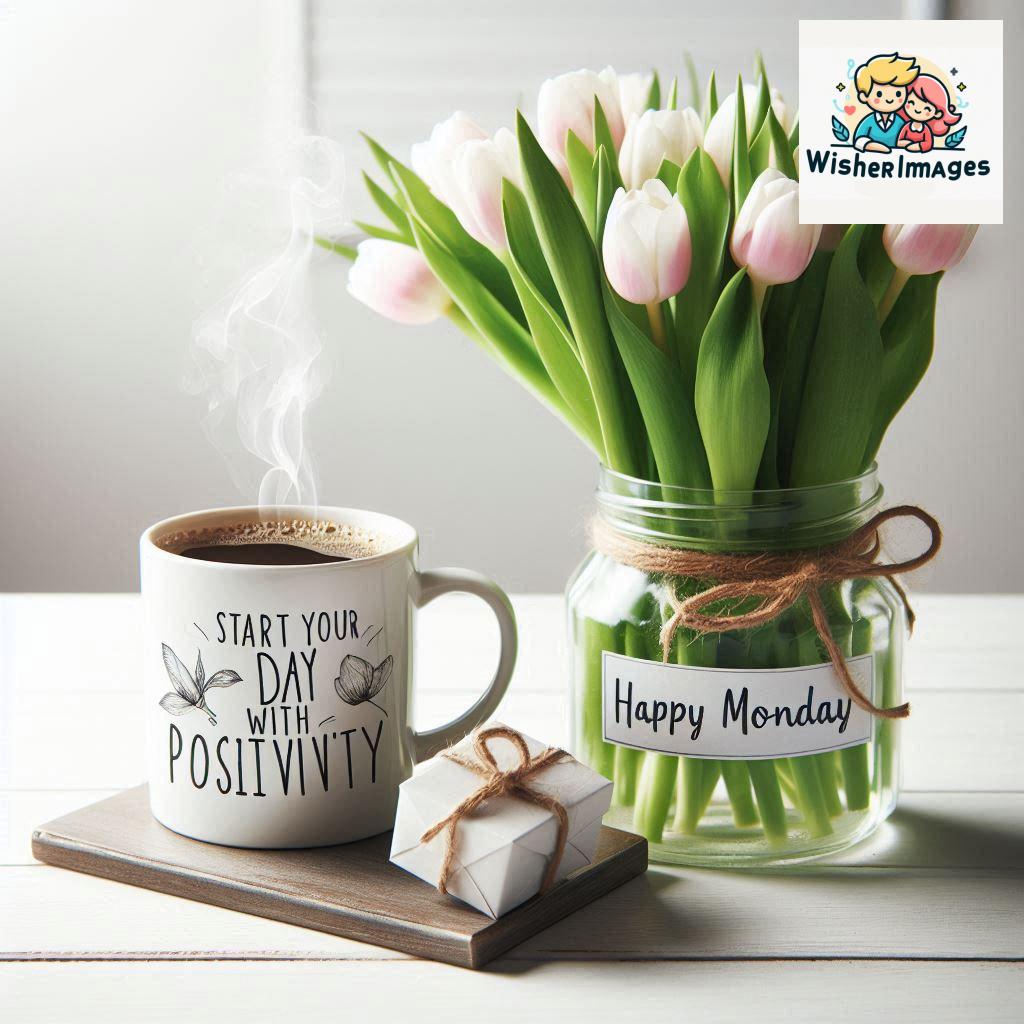 start your day with positivity happy monday blue flowers coffee mug (5)