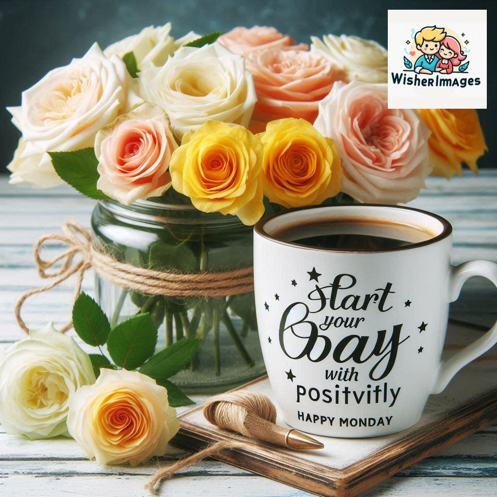 start your day with positivity happy monday blue flowers coffee mug (55)