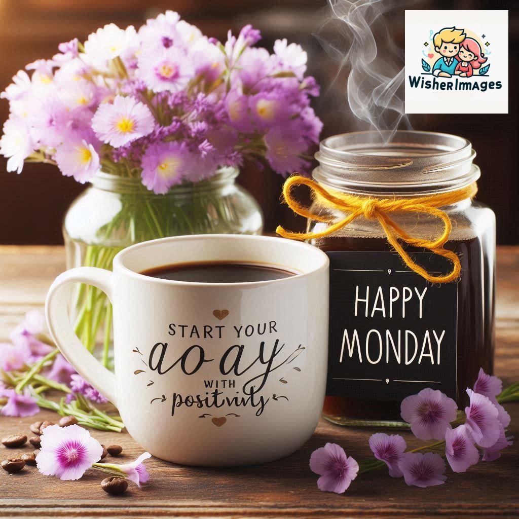 start your day with positivity happy monday blue flowers coffee mug (73)