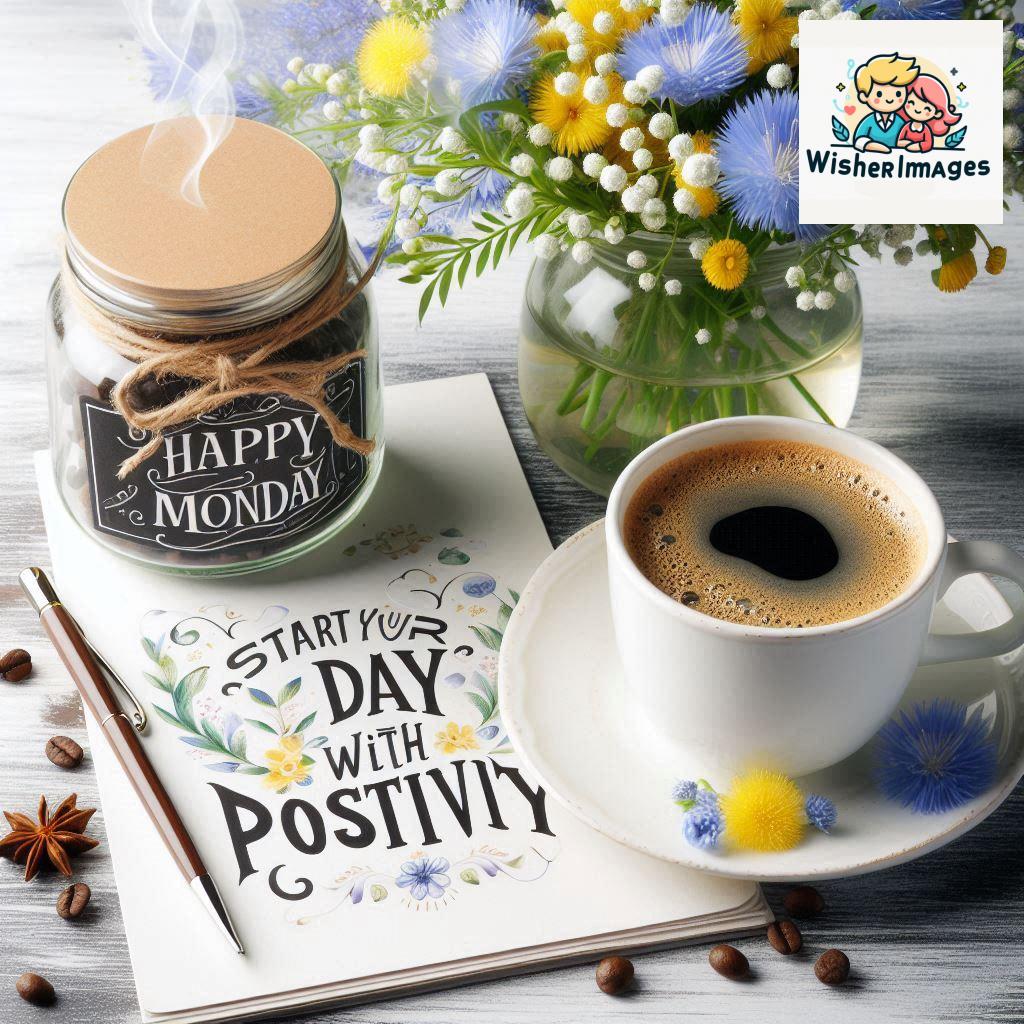 start your day with positivity happy monday blue flowers coffee mug (78)