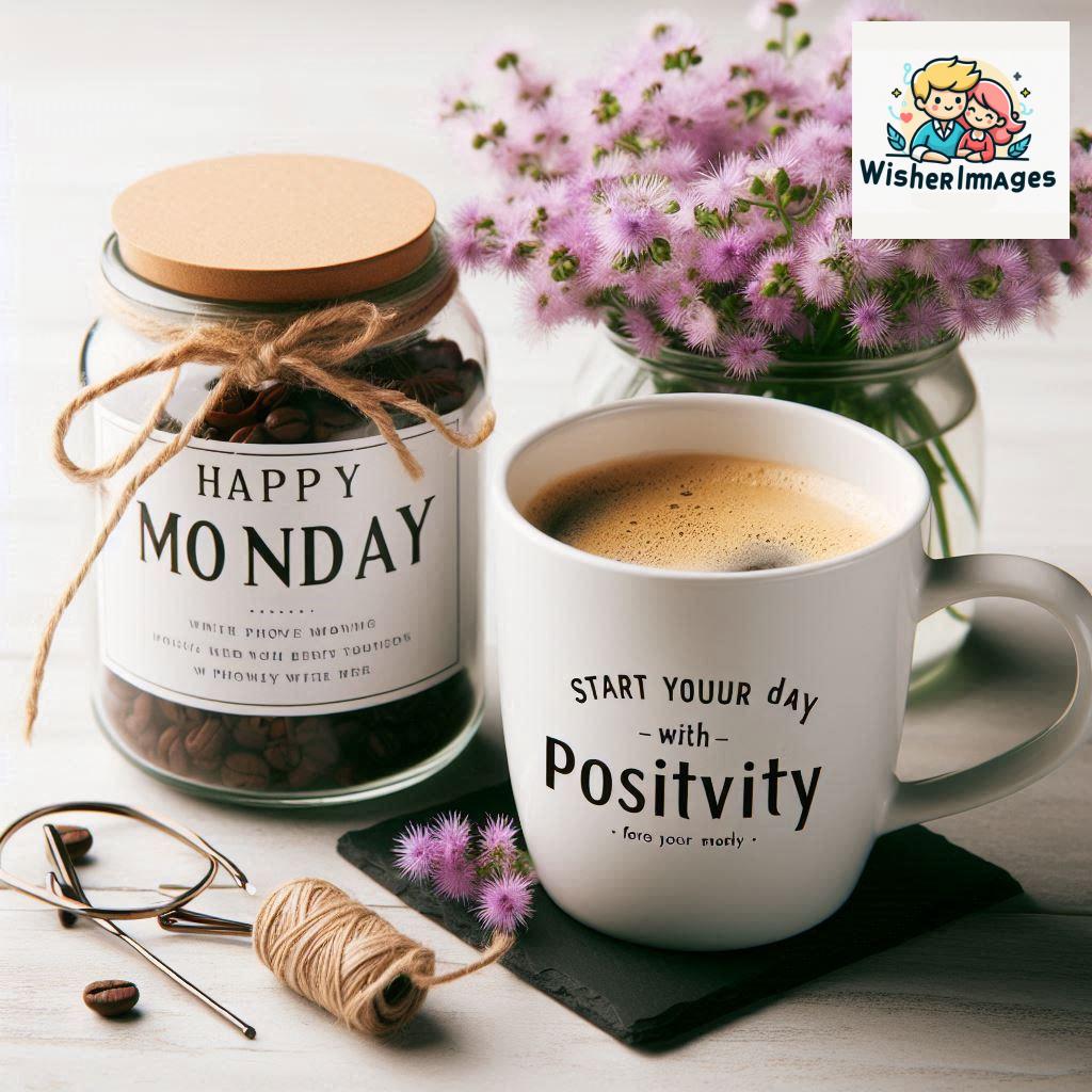 start your day with positivity happy monday blue flowers coffee mug (93)