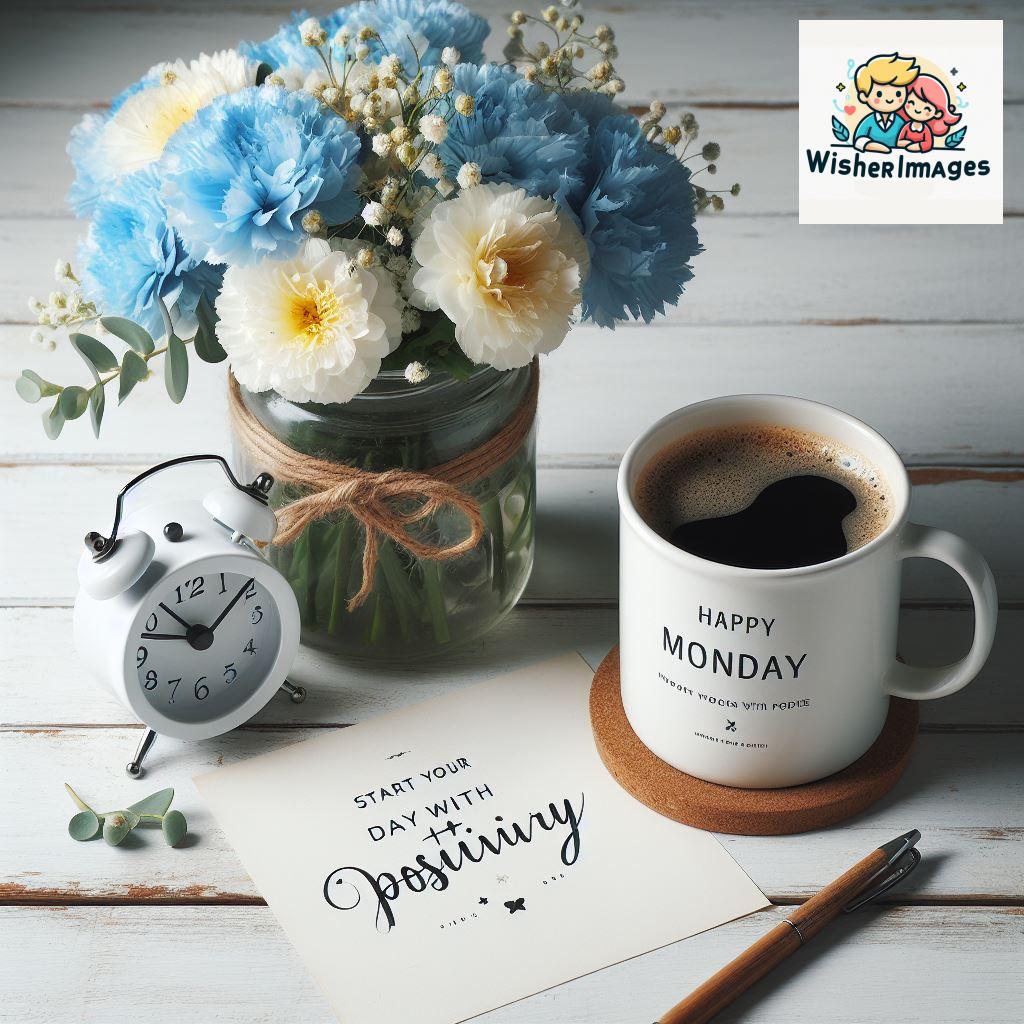 start your day with positivity happy monday blue flowers coffee mug (96)